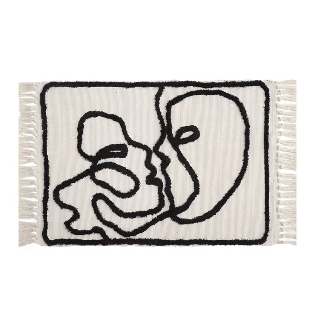 Abstract kissing faces rug