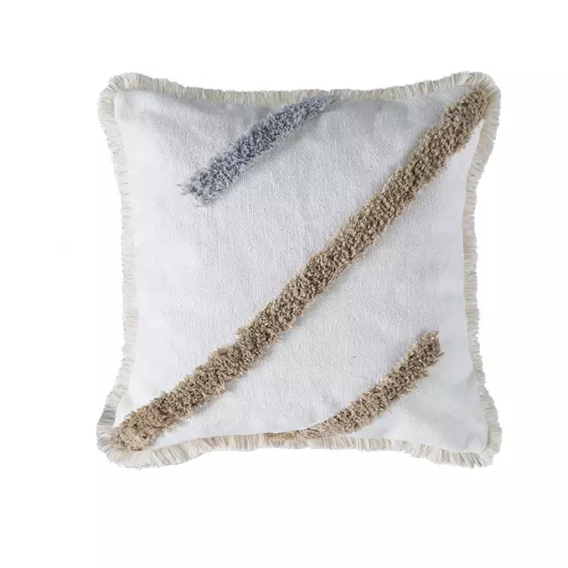 Tufted bohemian cream cushion cover