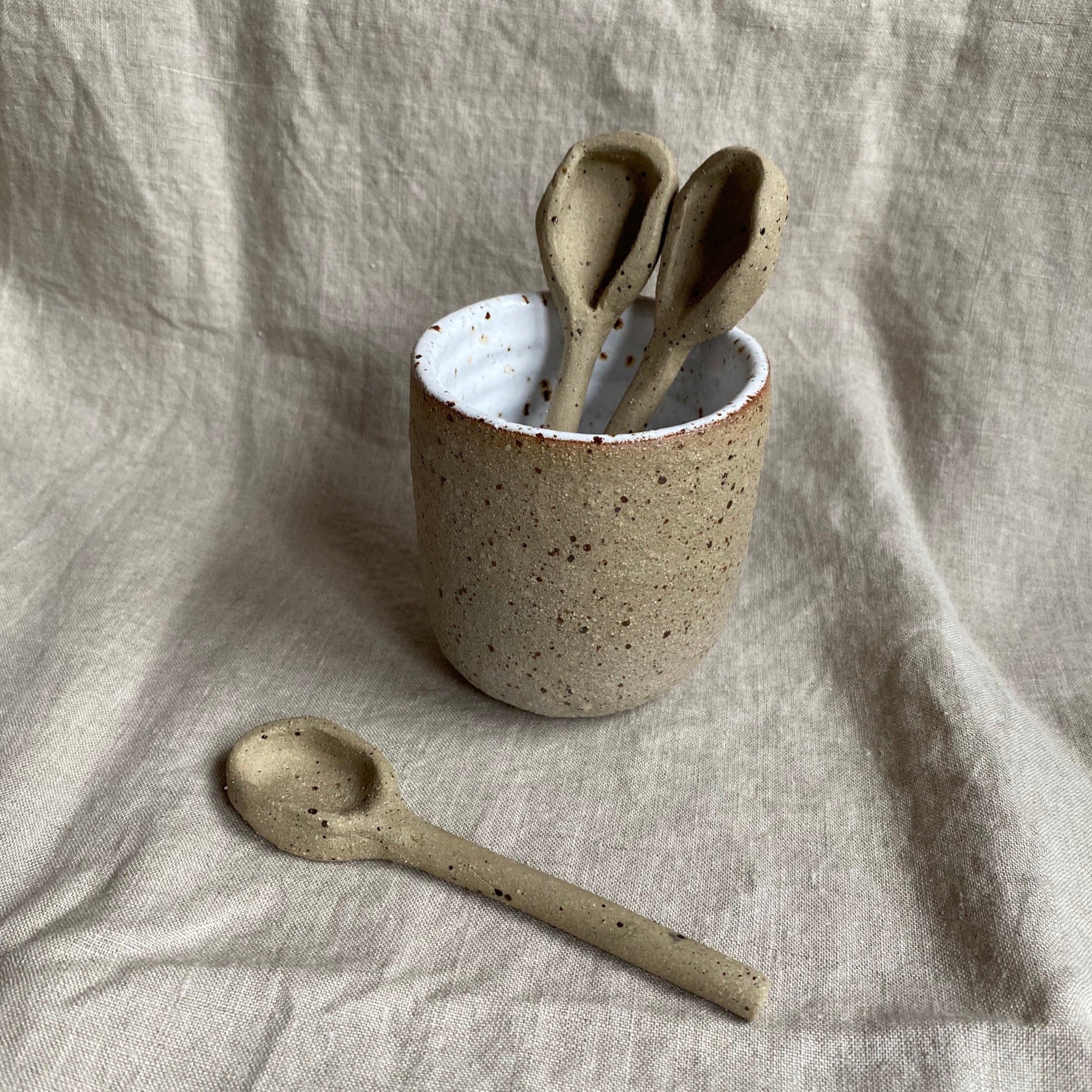 Hand carved speckled teaspoon